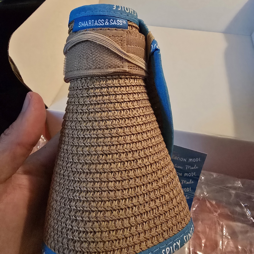 Smartass & Sass Woven Hat with Blue Trim